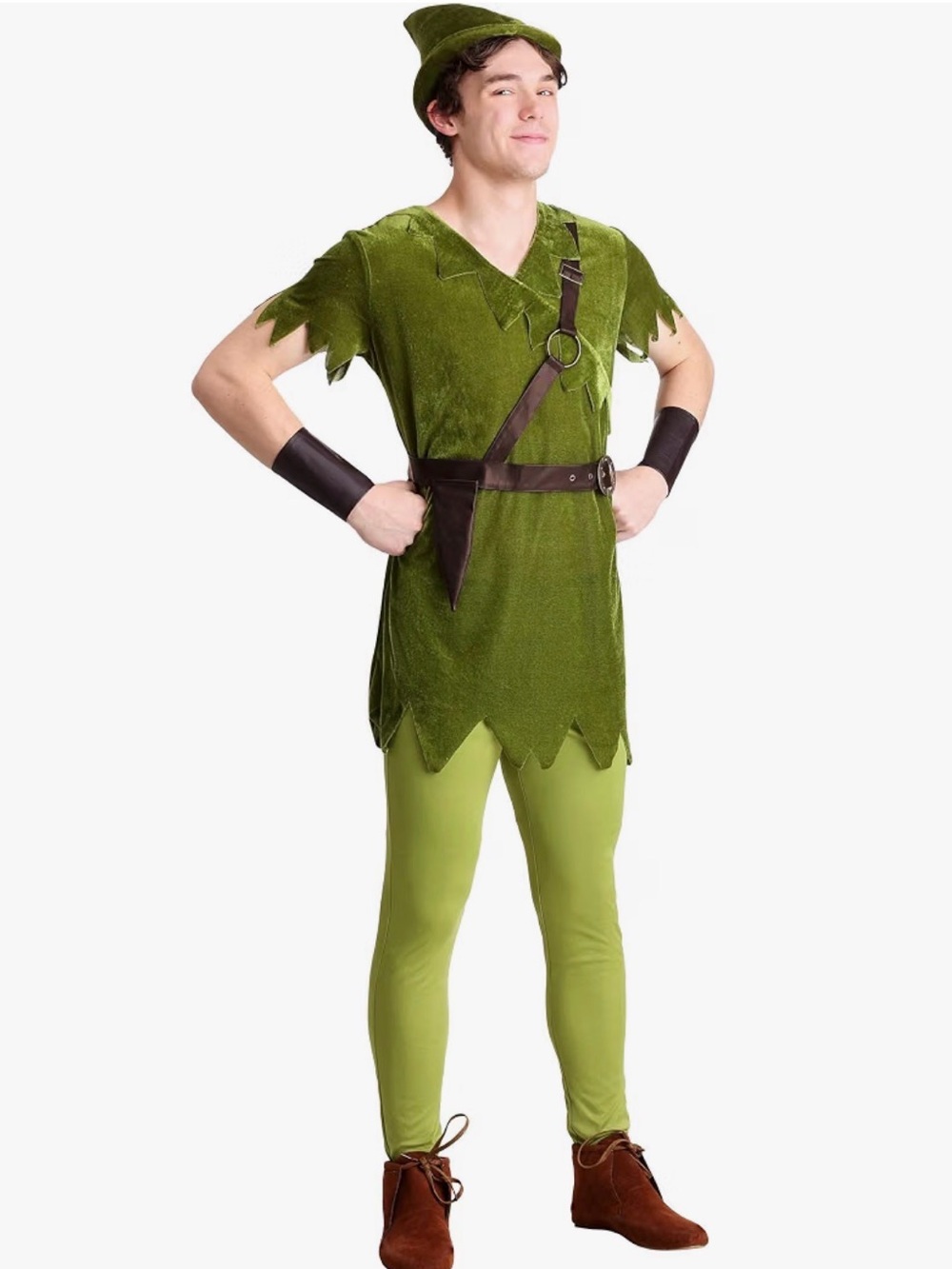 Classic Peter Pan Costume Mens, Men Size Small ,Fantasy Neverland Lost Boy Green
